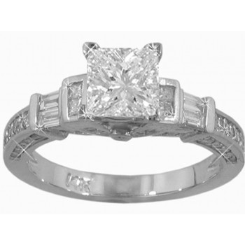 2.14 ct. TW Princess Cut Diamond Antique Style Engagement Ring